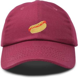 imageDALIX Hot Dog Hat Embroidered Mens Womens Baseball CapMaroon