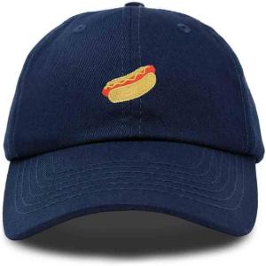 imageDALIX Hot Dog Hat Embroidered Mens Womens Baseball CapNavy Blue