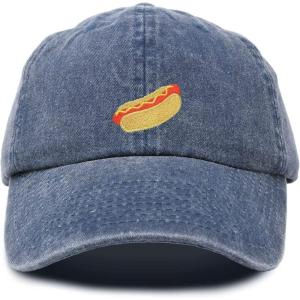 imageDALIX Hot Dog Hat Embroidered Mens Womens Baseball CapNavy Blue Vintage