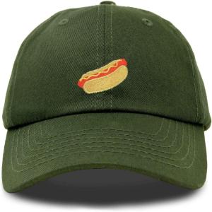 imageDALIX Hot Dog Hat Embroidered Mens Womens Baseball CapOlive