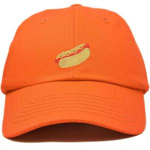 imageDALIX Hot Dog Hat Embroidered Mens Womens Baseball CapOrange
