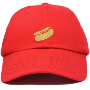 imageDALIX Hot Dog Hat Embroidered Mens Womens Baseball CapRed
