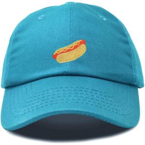 imageDALIX Hot Dog Hat Embroidered Mens Womens Baseball CapTeal
