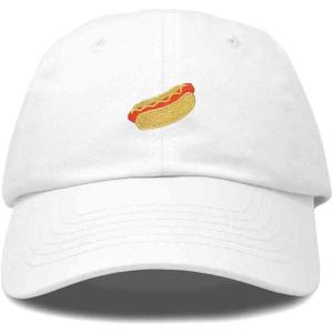 imageDALIX Hot Dog Hat Embroidered Mens Womens Baseball CapWhite