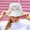 imageDALIX Embroidered Love Heart Tie Dye Cotton Outdoor Summer Bucket Hat in GrayGray