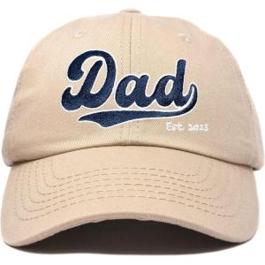imageDALIX Embroidered Varsity Dad Cotton Dad Hat Father College GiftKhaki