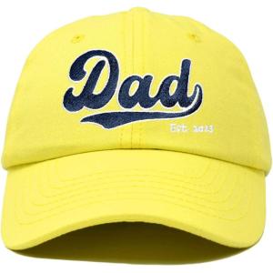 imageDALIX Embroidered Varsity Dad Cotton Dad Hat Father College GiftYellow