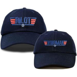 imageDALIX Father Son Pilot and Wingman Matching Hat Set Embroidered Baseball CapNavy Blue