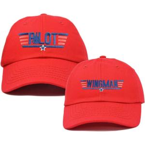 imageDALIX Father Son Pilot and Wingman Matching Hat Set Embroidered Baseball CapRed