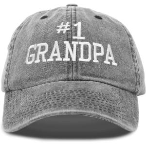 imageDALIX Number 1 Grandpa Gift Hat Vintage Cap Washed CottonWashed Denim Black