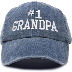 imageDALIX Number 1 Grandpa Gift Hat Vintage Cap Washed CottonWashed Denim Navy Blue