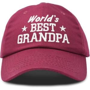 imageDALIX Worlds Best Grandpa Dad Hat Grandfather Gift Cotton CapMaroon