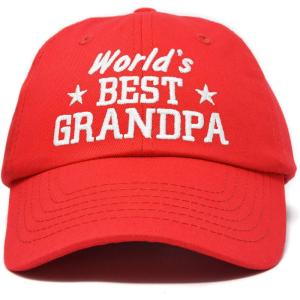 imageDALIX Worlds Best Grandpa Dad Hat Grandfather Gift Cotton CapRed