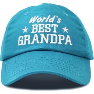 imageDALIX Worlds Best Grandpa Dad Hat Grandfather Gift Cotton CapTeal