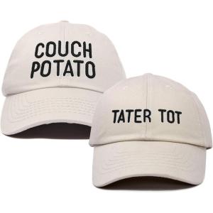 imageFather Son Couch Potato Tater Tot Ball Cap Embroidered HatBeige