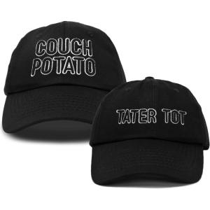 imageFather Son Couch Potato Tater Tot Ball Cap Embroidered HatBlack