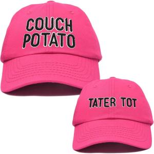 imageFather Son Couch Potato Tater Tot Ball Cap Embroidered HatHot Pink