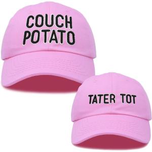 imageFather Son Couch Potato Tater Tot Ball Cap Embroidered HatLight Pink