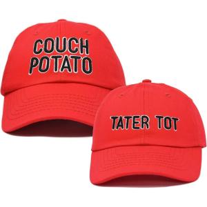 imageFather Son Couch Potato Tater Tot Ball Cap Embroidered HatRed