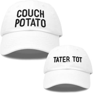 imageFather Son Couch Potato Tater Tot Ball Cap Embroidered HatWhite