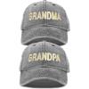 imageDALIX Matching Grandma and Grandpa Ball Cap Embroidered Hat SetWashed Black