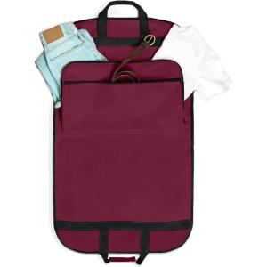 imageDALIX 39quot Garment Bag Cover Suits Dresses Clothing Foldable Shoe Pocket in Navy BlueMaroon