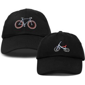 imageDALIX Father Son Bicycle Tricycle Matching Ball Cap Embroidered Hat SetBlack