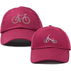 imageDALIX Father Son Bicycle Tricycle Matching Ball Cap Embroidered Hat SetMaroon