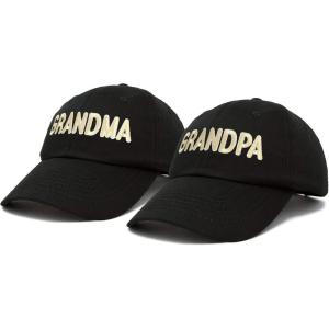 imageDALIX Matching Grandma and Grandpa Ball Cap Embroidered Hat SetBlack