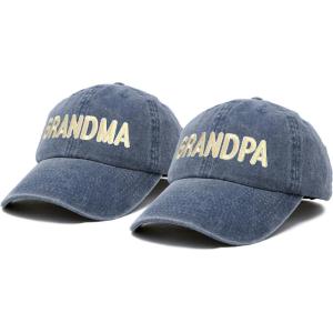 imageDALIX Matching Grandma and Grandpa Ball Cap Embroidered Hat SetWashed Navy Blue