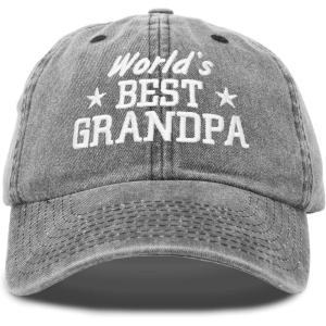 imageDALIX Worlds Best Grandpa Hat Vintage Cap Gift Washed CottonWashed Denim Black