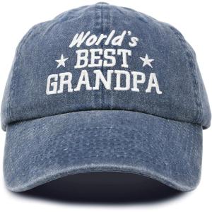 imageDALIX Worlds Best Grandpa Hat Vintage Cap Gift Washed CottonWashed Denim Navy Blue