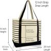 imageDALIX Small Stripe Tote Deluxe Shoulder Bag Cotton Canvas in Navy BlueBlack