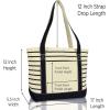 imageDALIX Small Stripe Tote Deluxe Shoulder Bag Cotton Canvas in Navy BlueBlack