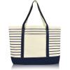 imageDALIX Small Stripe Tote Deluxe Shoulder Bag Cotton Canvas in Navy BlueNavy Blue