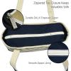 imageDALIX Small Stripe Tote Deluxe Shoulder Bag Cotton Canvas in Navy BlueNavy Blue