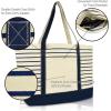 imageDALIX Small Stripe Tote Deluxe Shoulder Bag Cotton Canvas in Navy BlueNavy Blue
