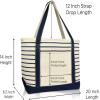 imageDALIX Small Stripe Tote Deluxe Shoulder Bag Cotton Canvas in Navy BlueNavy Blue