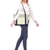 imageDALIX Small Stripe Tote Deluxe Shoulder Bag Cotton Canvas in Navy BlueNavy Blue