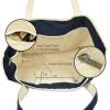 imageDALIX Small Stripe Tote Deluxe Shoulder Bag Cotton Canvas in Navy BlueNavy Blue