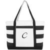 imageDALIX Striped Beach Bag Tote Bags Canvas Personalized Black Ballent Letter A  ZC