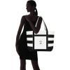 imageDALIX Striped Beach Bag Tote Bags Canvas Personalized Black Ballent Letter A  ZI