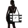 imageDALIX Striped Beach Bag Tote Bags Canvas Personalized Black Ballent Letter A  ZP