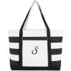 imageDALIX Striped Beach Bag Tote Bags Canvas Personalized Black Ballent Letter A  ZS