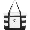 imageDALIX Striped Beach Bag Tote Bags Canvas Personalized Black Ballent Letter A  ZT