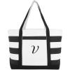 imageDALIX Striped Beach Bag Tote Bags Canvas Personalized Black Ballent Letter A  ZV