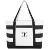 imageDALIX Striped Beach Bag Tote Bags Canvas Personalized Black Ballent Letter A  ZX