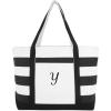 imageDALIX Striped Beach Bag Tote Bags Canvas Personalized Black Ballent Letter A  ZY