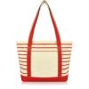 imageDALIX Small Stripe Tote Deluxe Shoulder Bag Cotton Canvas in Navy BlueRed