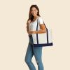 image22quot Heavy Duty Cotton Canvas Tote Bag ZipperedNavy Blue